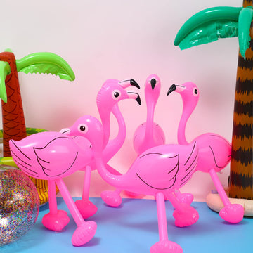 Inflatable Pink Flamingo Inflatable Flamingo Luau Party Accessories For Hawaiian Party Decoration (6 Pieces)
