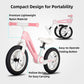 Joystar 12 In Balance Bike For Kids Age 2-6 Years, Foldable Toddler Balance Bicycle For 2 3 4 5 6 Years Old Girls & Boys, No Pedal Push Balance Bike, Adjustable Seat & Inflatable Tires, Pink