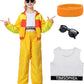 Timsophia Hip Hop Dance Costume For Girls, 5 Pcs 80S 90S Outfit For Kids, Modern Jazz Team Performance Tracksuit, 8-9 Years, Yel