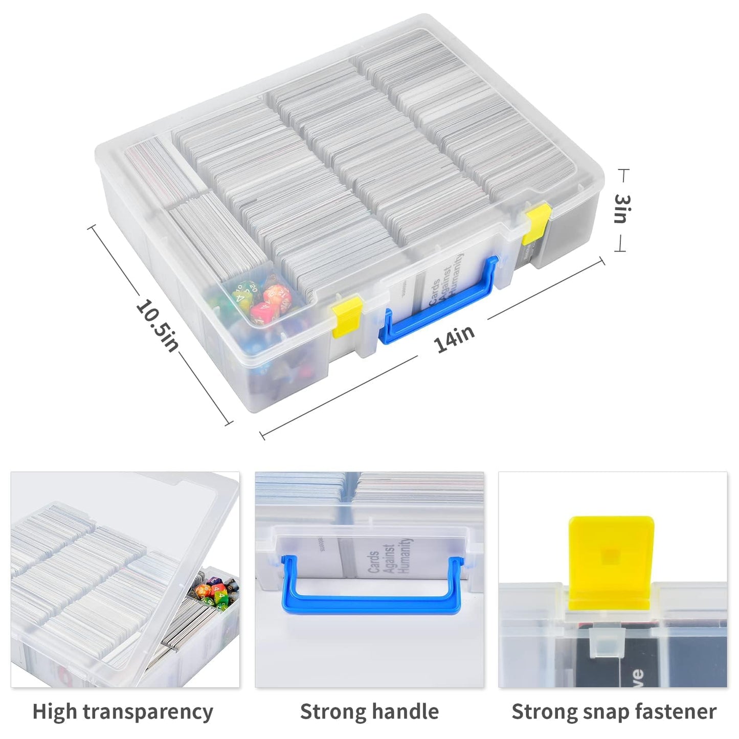 Xuerdon Trading Card Storage Box  2300+ Playing Card Case Holder Organizer Compatible with PM TCG/for Yugioh/for CAH/for Phase 10/ for Topps Football Baseball Sports Cards (Case Only) - White