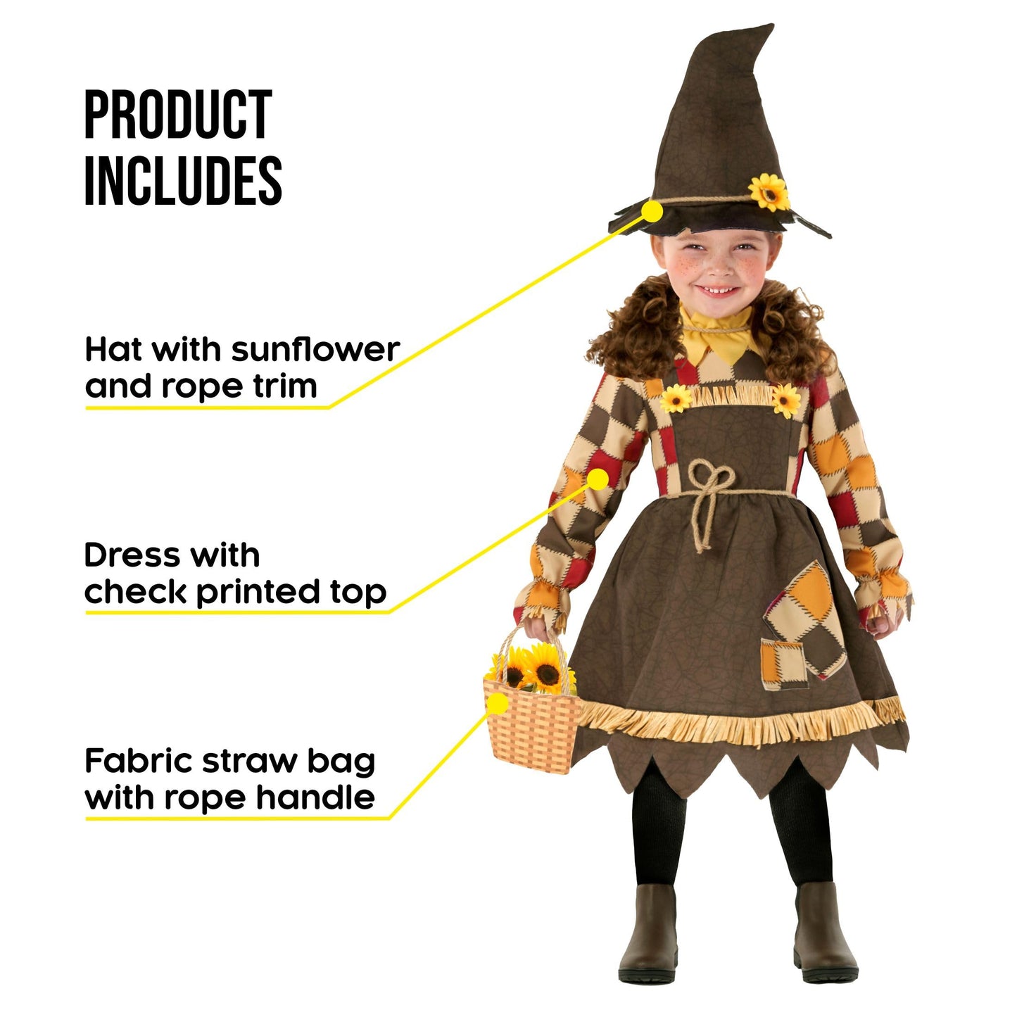 Morph Sunflower Kids Scarecrow Costume Girls Toddler Girl Scarecrow Costume With Scarecrow Hat Baby Scarecrow Costume Girl - Scarecrow Toddler Costume Girl S