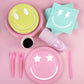 Durony 350 Pieces Preppy Smile Face Party Decorations Pastel Party Supplies Include Smiley Paper Plates Napkins Cups Forks Knive
