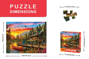 Springbok'S 1000 Piece Jigsaw Puzzle Cabin Evening Sunset - Made In Usa
