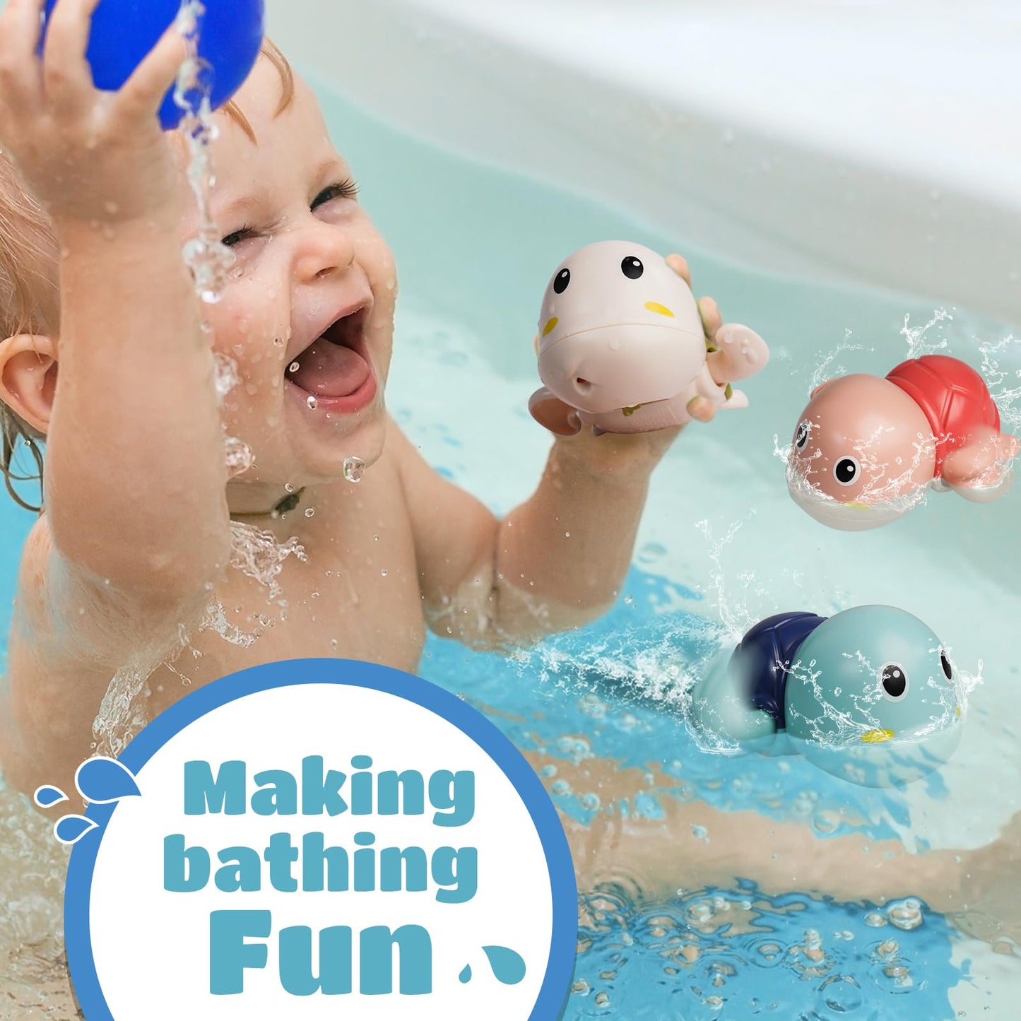 Likee Baby Bath Toys For Toddlers 1-3, Floating Wind-Up Kids Bathtub Toys For 1 2 3 4 5 6 Years Old Boy Girl Birthday , Cute Lnf