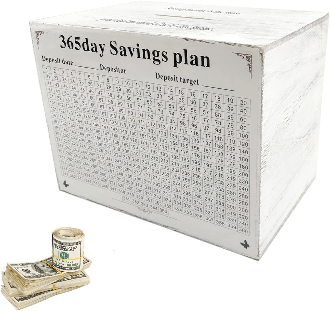 mature-themed Money Saving Bank Box  Piggy Bank for mature-themeds  Vault Wooden Savings Box  365 Day Savings Box. Must be Broken to Access Money  White