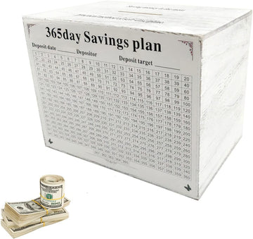 mature-themed Money Saving Bank Box  Piggy Bank for mature-themeds  Vault Wooden Savings Box  365 Day Savings Box. Must be Broken to Access Money  White