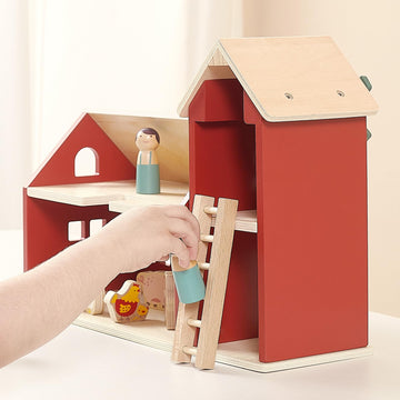 Pairpear Wooden Farm Animal Toys Bran Farm Palyset, Kids Red Barn Farm Toys With Farm Animals Figures And Tractor, Educational Stacking Learning Toys Gift For Toddler Girls Boys 3+