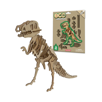 Eco 3D Wooden Puzzle - T-Rex From Deluxebase. Sustainable Wood Animal Puzzle Craft Set. Model Building Kit For Educational Toys