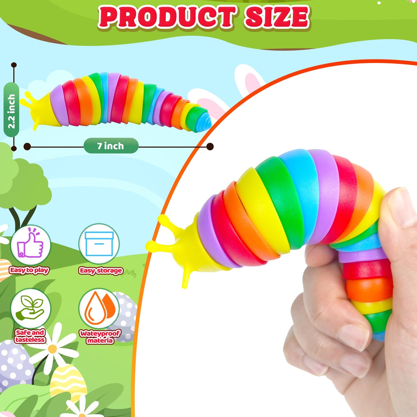 Large Fidget Slug Pack 3PCS for Toddler Kids  Baby Air Travel Activities Road Trip Car Toy ASMR Sensory Toys Restaurant Figette Worm Gift for Girl Boy mature-themed Autism Autistic ADHD Caterpillar Stim