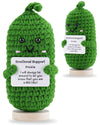 Jelutar Mini Funny Positive Potato, 3 Inch Knitted Doll With Positive Card For Cheer Up Gifts And Party Decorations, Cute Positive Potato Crochet Doll For Birthday Gifts (Pickle With Base)