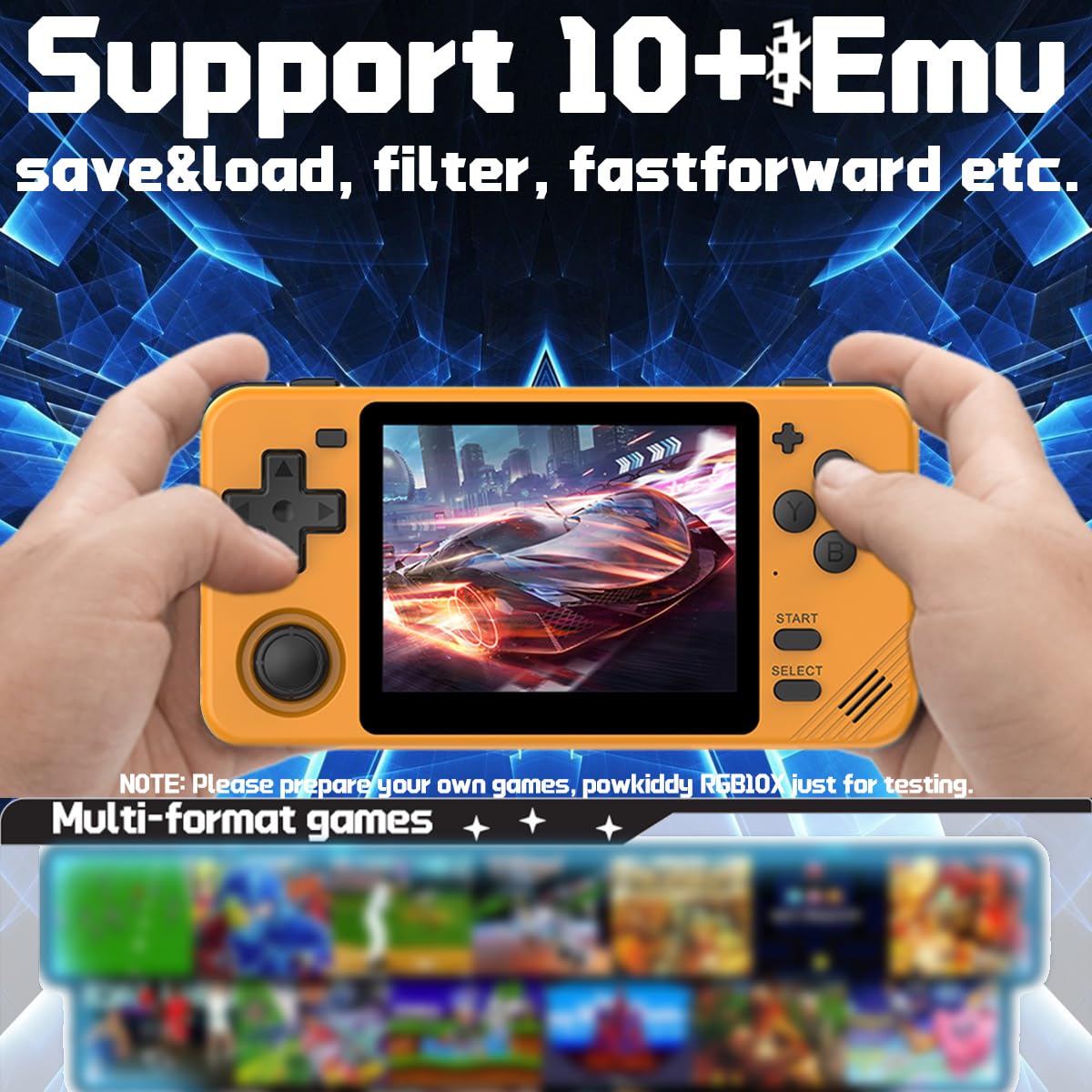 Rgb10X Handheld Game Console 3.5-In 640*480 Ips Oca Screen 2800Mah 64Bit System Yellow