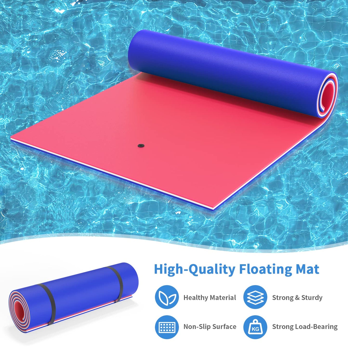 Oversized Lily Pad Floating Mat, 3 Layer 9'L x 6'W Floating Water Mat, Ocean, Beach, River, Pool, Lily Mat Floating Mat for Wate