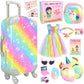 19Pcs 18 Inch Girl Doll Accessories Case Luggage Travel Play Set With Clothes, Camera, Travel Pillow, Bag, Dress, Glasses, Stuff For 18 Inch Doll - Christmas & Birthday Gift