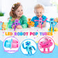 Delighkidz Robot Fidget Toys For Kids : 4 Pack Led Robotic Pop Tubes Telescopic Suction Cup Sensory Toy For 2 3 4 5 6 7 8 Year Old Boys Girls Easter Birthday Gifts For Kid Ages 2-4 Toddler Travel Toy