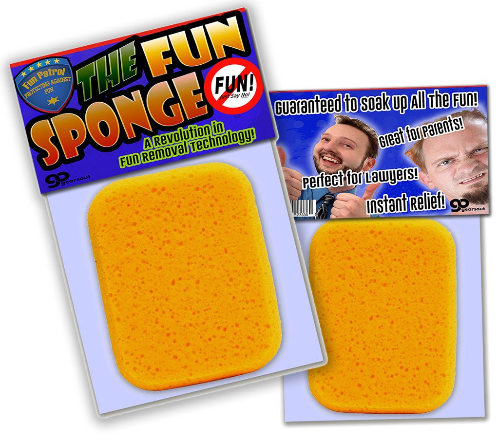 Gears Out Fun Sponge - White Gag Gift for Parents, Retirement & Office Fun, Silly Stocking Stuffer