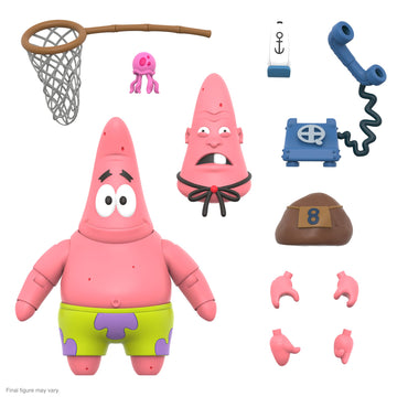 Super7 ULTIMATES! Spongebob Squarepants Patrick Starr - 7'' Spongebob Action Figure with Accessories Classic Cartoon Collectible