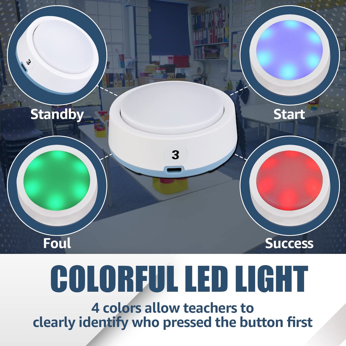 Retekess TM101 Wireless Quiz Buzzer System, 15-Level Volume, 32 Buttons, 262ft Range, Plastic, Game Show & Classroom Use