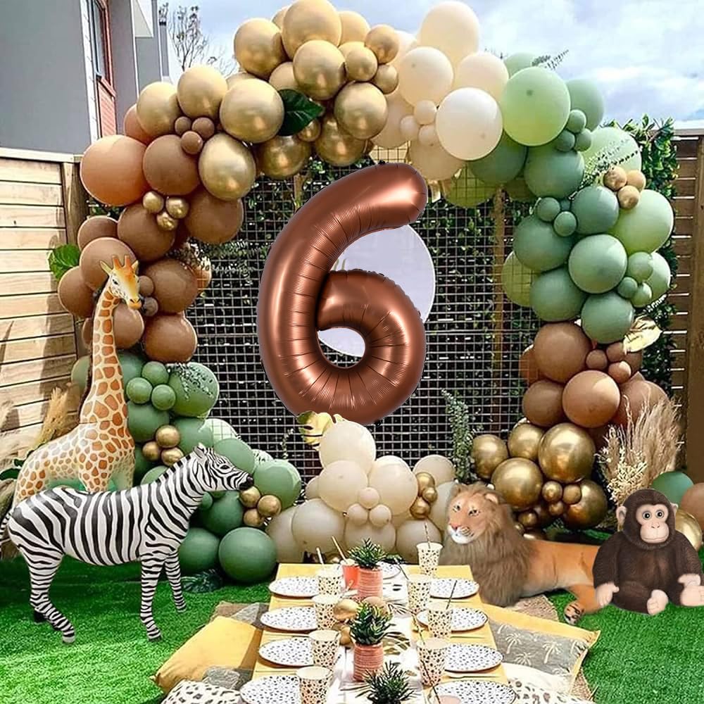Toniful 40 Inch Coffee Brown Large Numbers Balloon 0-9 Birthday Party Decorations,Big Chocolate Number 6 Foil Balloon Digital 6