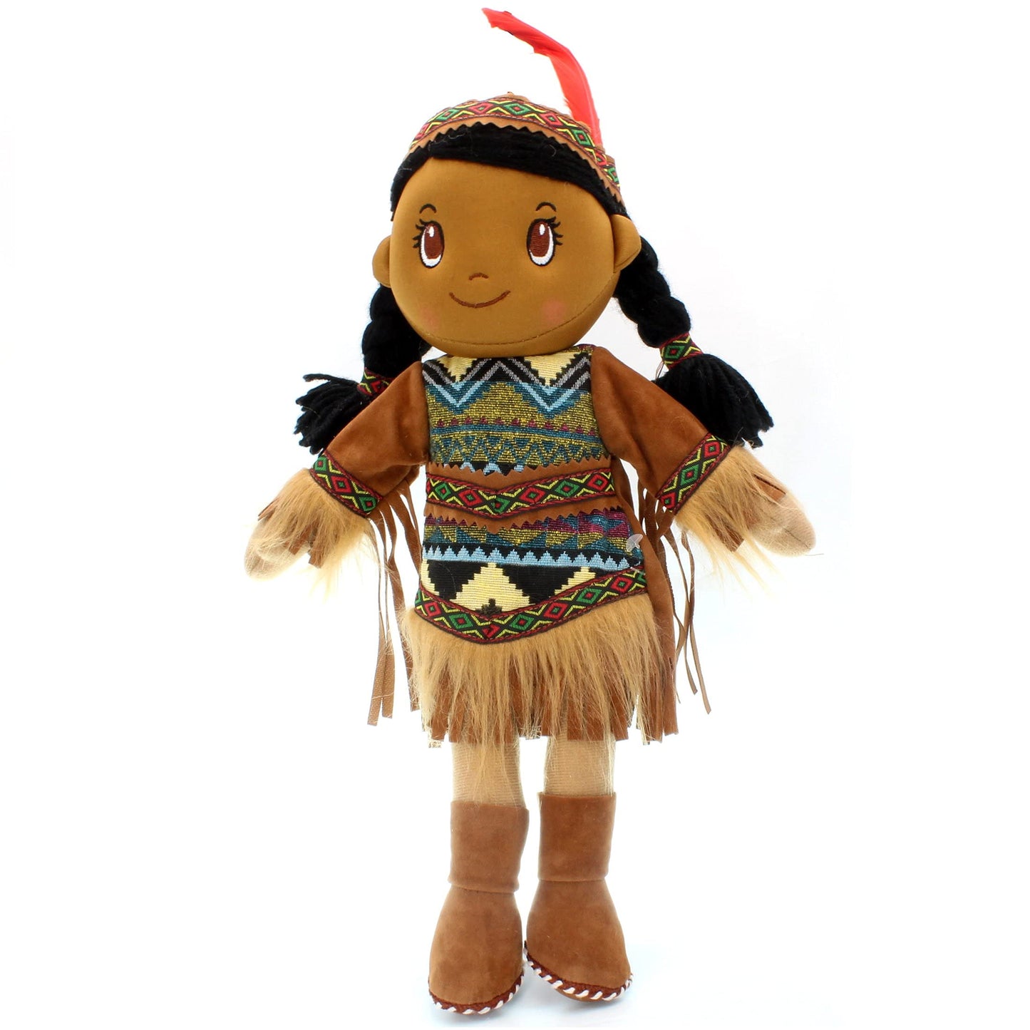 KINNEX Collections 14" Plush Native American Indian Rag Doll - DF14002 - Brown-Aruna
