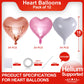 Rose Gold Heart Shaped Balloons Pack Of 12,18 Inch White Love Valentine Balloons Pink Heart Romantic Balloons For Valentines Day