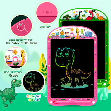 2 Pack Lcd Writing Tablet For Kids,10 Inch Colorful Doodle Board Drawing Pad For Kids Sensory Toys Educational Erasable Sketch P