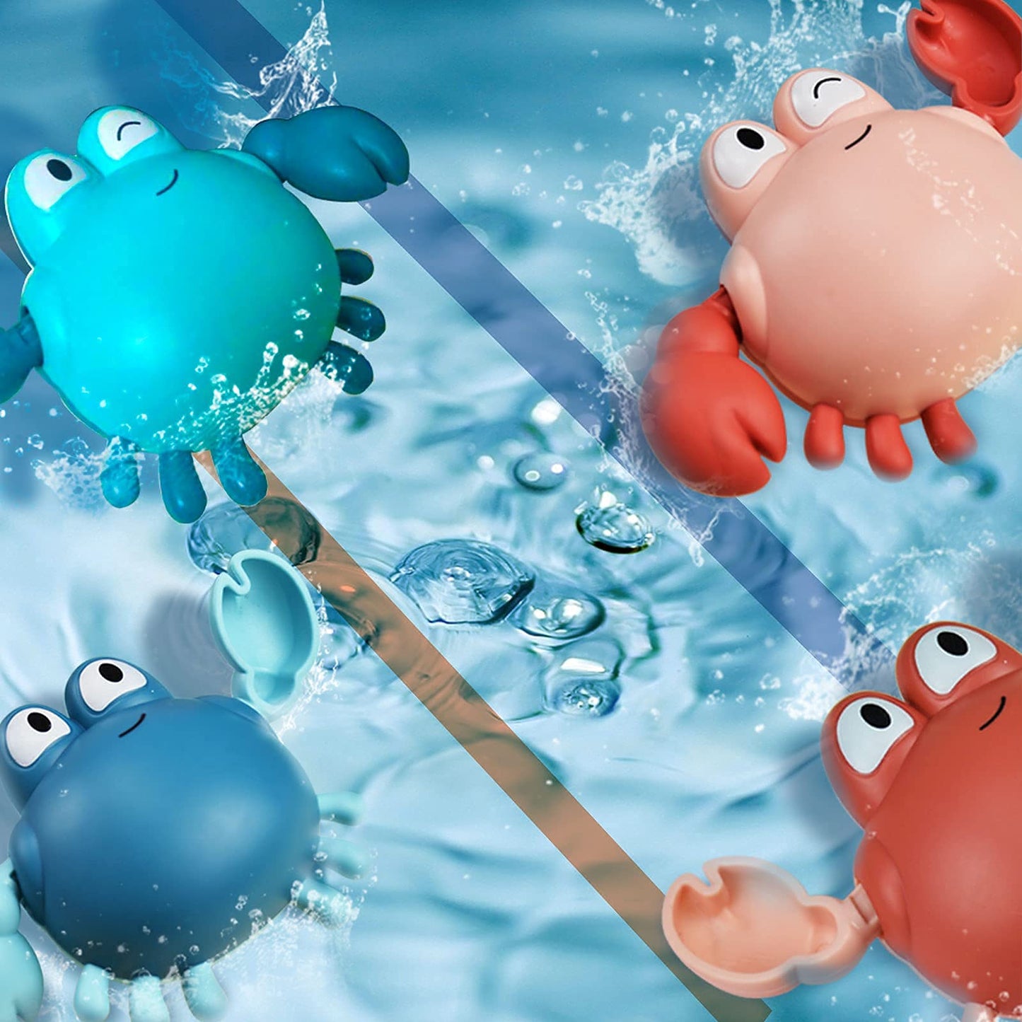 Giftrrtoy Bath Toys For Toddlers ,Cute Wind-Up Swimming Crab Baby Bathtub Toys For 1-3 Years Old 6 To 12 Months Boys Girls & Kids (Multi-Colors 4 Pcs)