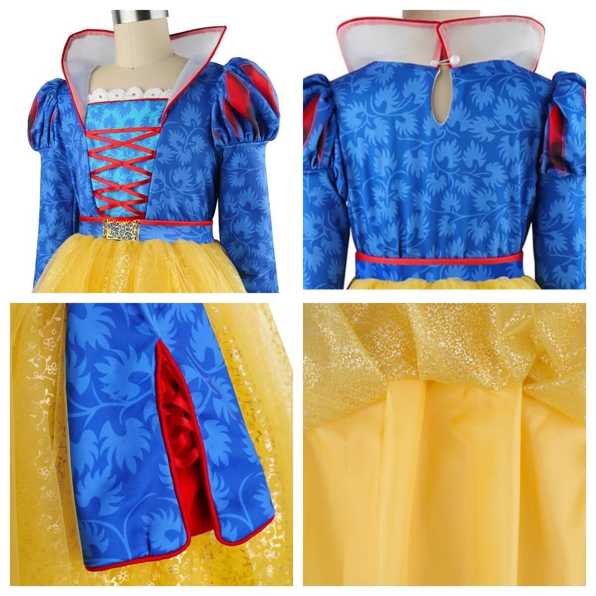 Szytypyl Snow White Costume For Girls Classic Princess Birthday Fancy Tulle Dress