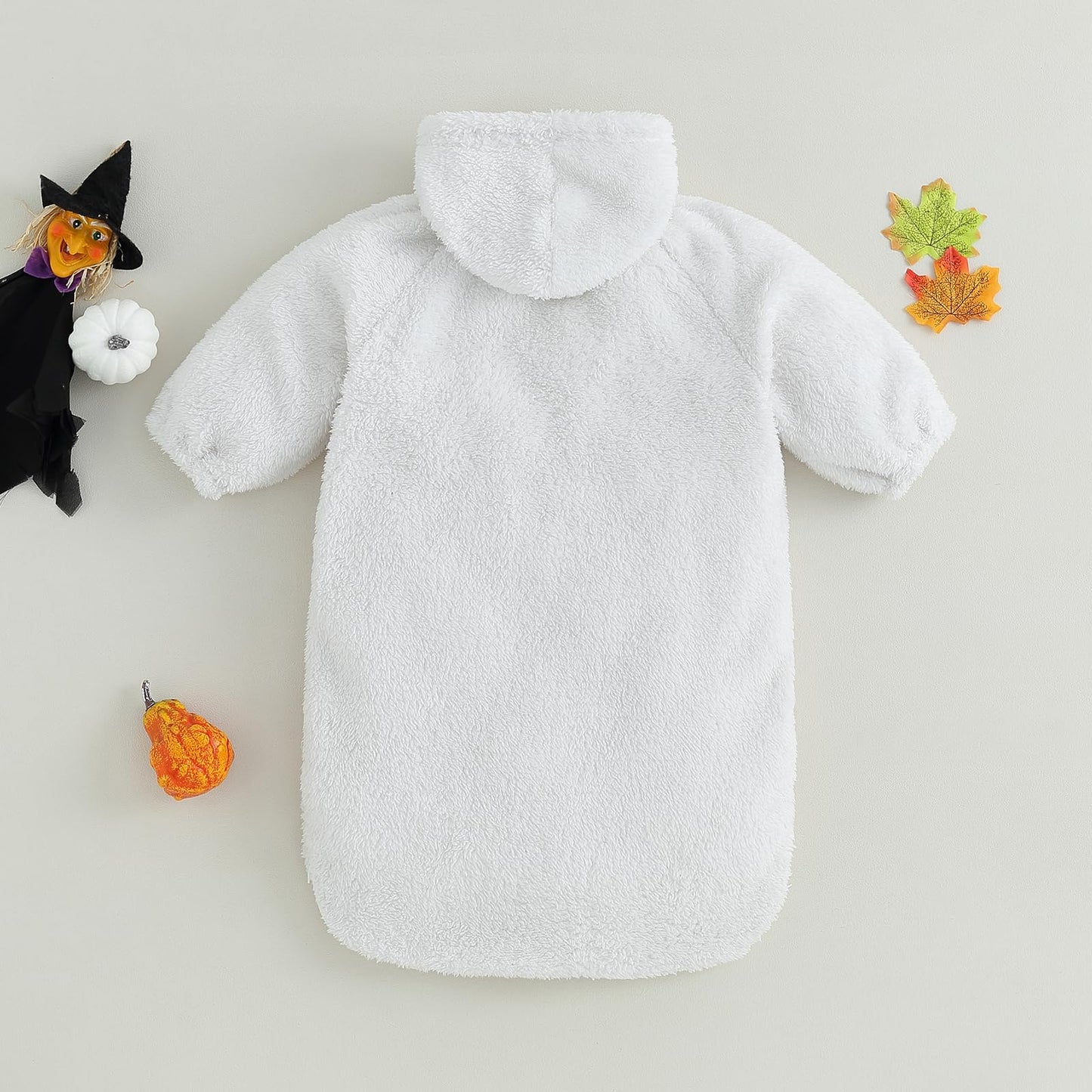 Boibokoko Baby Girl Boy Halloween Costumes Ghost Long Sleeve Hoodie Romper Jumpsuit Cute Baby Halloween Outfit (White, 3-6 Month