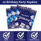96 Pcs 20Th Birthday Party Supplies Navy Blue And Silver Birthday Plates 20Th Birthday Paper Tableware Happy Birthday Party Plat