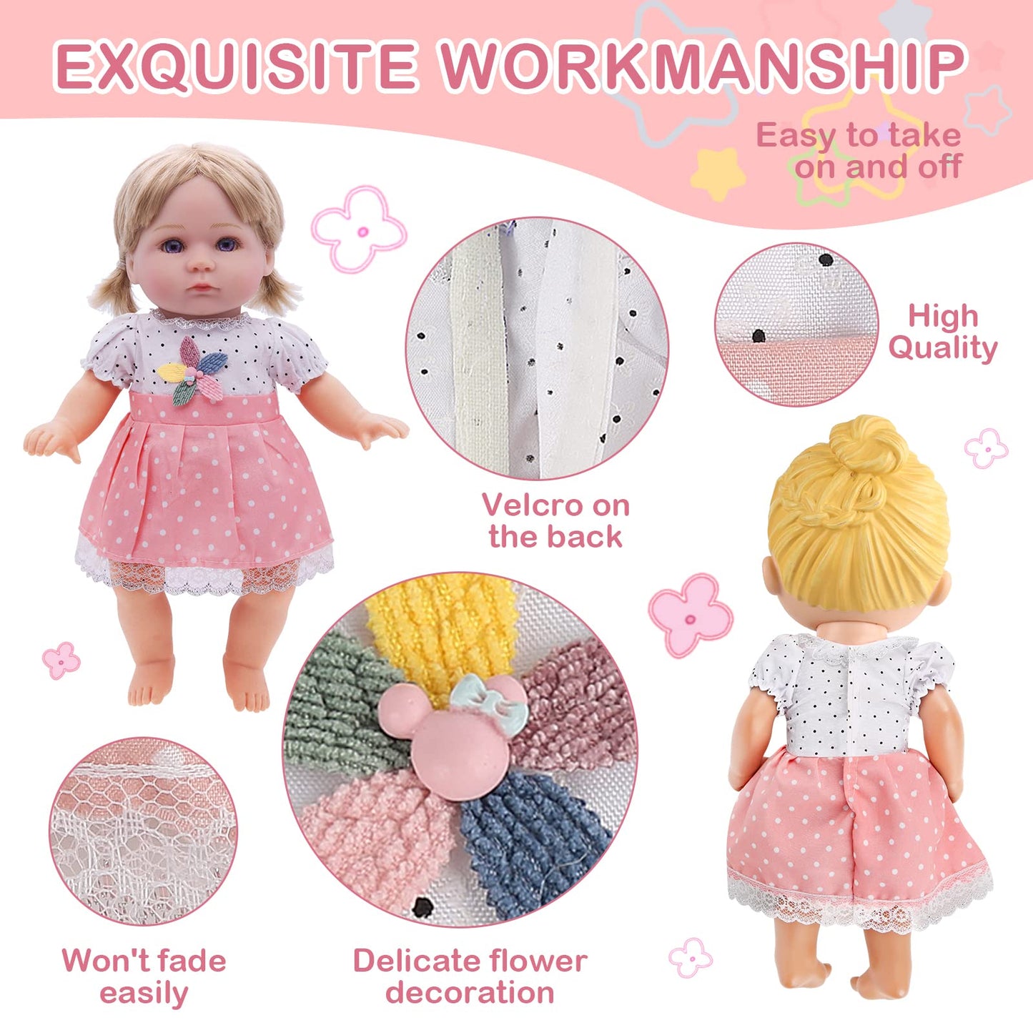 Alive Girl Doll Clothes - 12 Inch Doll Clothes, 6 Different Dress Set Includes 4 Baby Doll Dress & 2 Dolls Jumpsuit, Princess Co