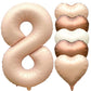 Jonhamwelbor 40 Inch Light Brown Number 8 Balloon Caramel Large Big Giant Helium Mylar Foil Number Balloon With Heart Balloons F