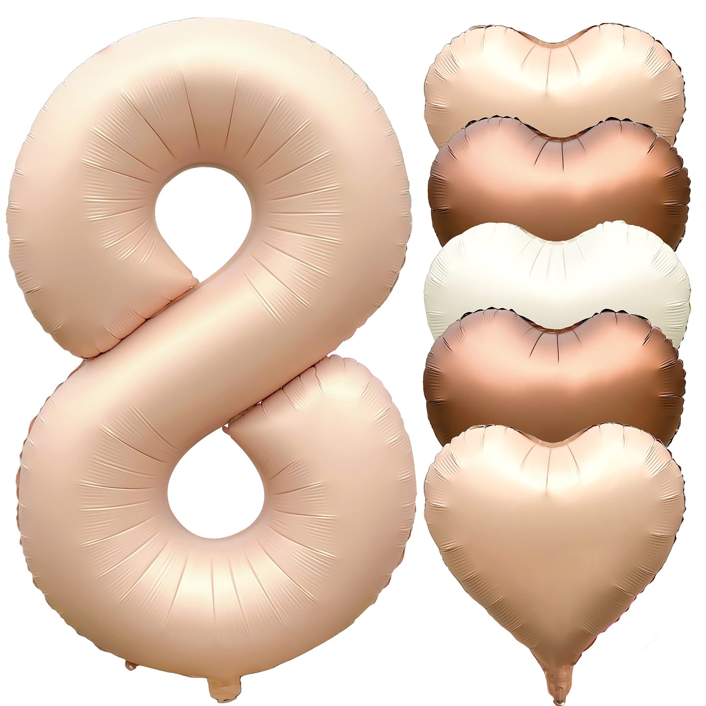 Jonhamwelbor 40 Inch Light Brown Number 8 Balloon Caramel Large Big Giant Helium Mylar Foil Number Balloon With Heart Balloons F