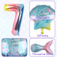 7Th Birthday Decorations - 8Pc Mermaid Balloons, 40' Rainbow 7, Helium Foil Mermaid Tail, Seashell Balloons