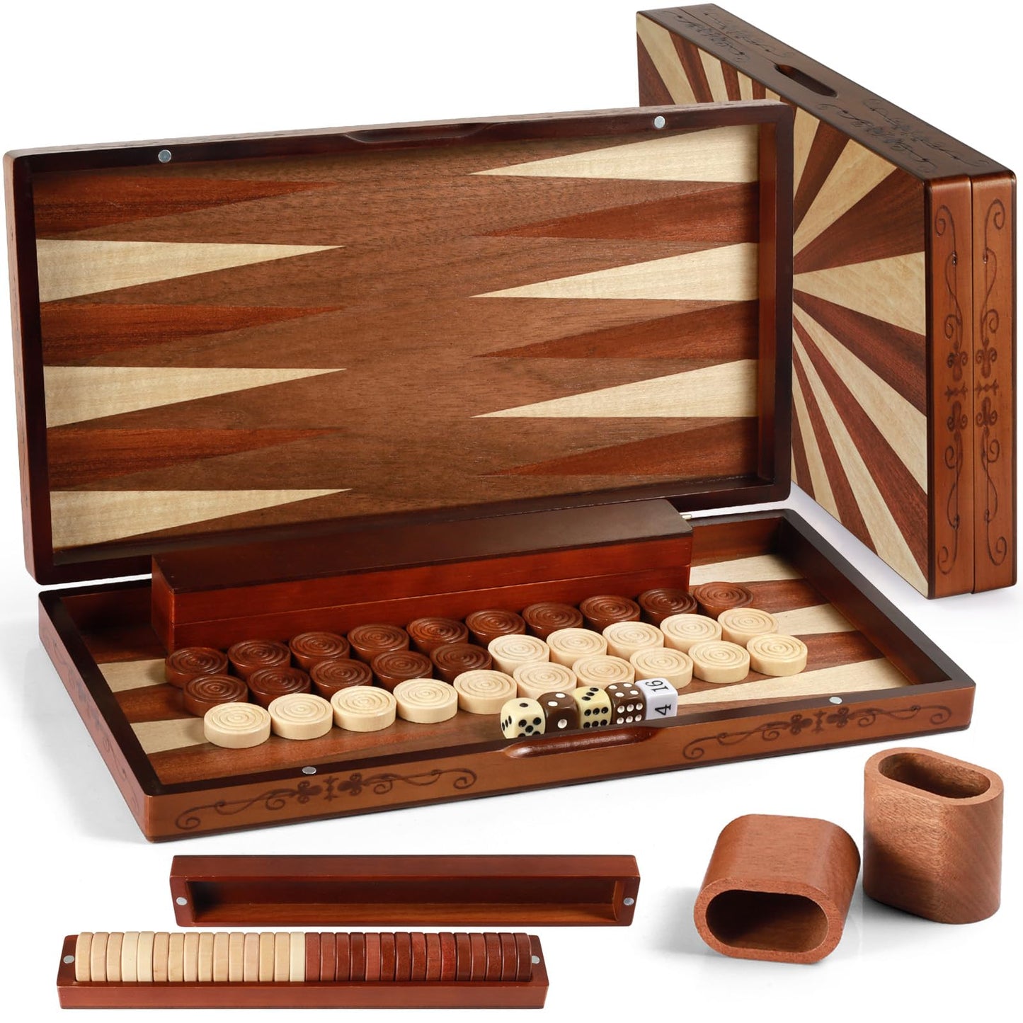Syrace Wooden Folding Backgn Set - Large 15.75 (40cm)  Handcrafted Exquisite Design  Perfect for mature-themeds & Kids  Ideal for Backgn Enthusiasts