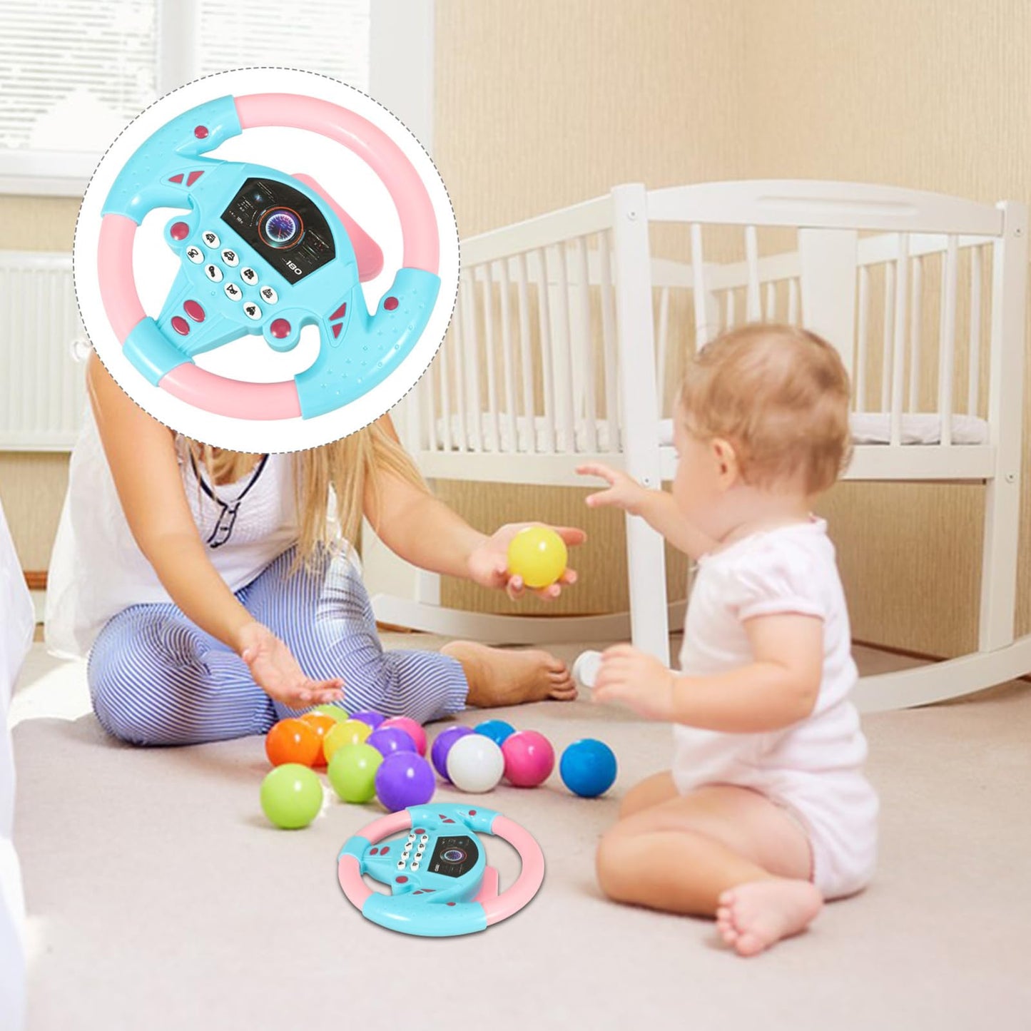TOYANDONA Toddler Steering Wheel Toy for Kids Simulated Driving Controller Electric Early Learning Educational Musical Toy Prete