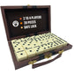 Kicko enhanced Classic Domino Set - Jumbo - Double Six - 28 Thick Pieces in Durable Wooden Vegan Leather Box for Boys  Girls  mature-themeds  Kids Party Favors and Game Night Use - Up to 2-4 Players