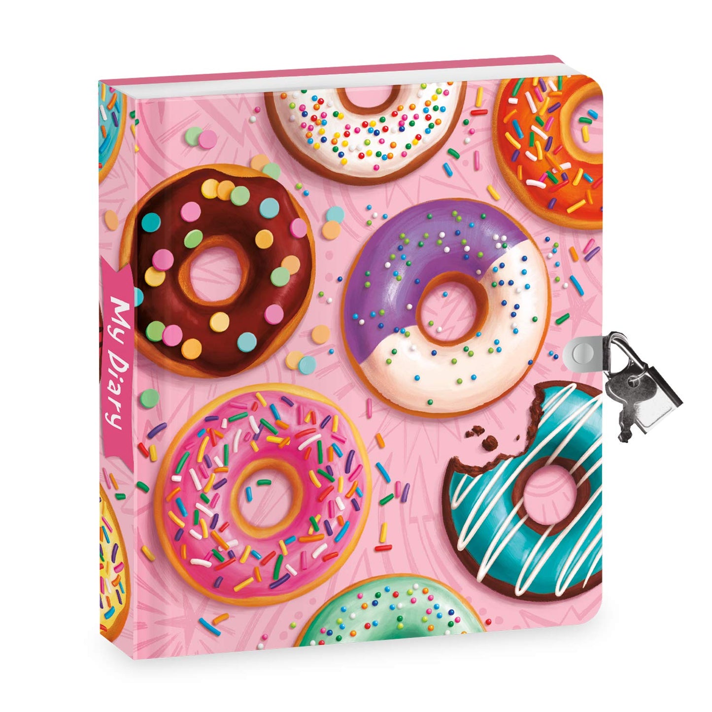 Peaceable Kingdom Donut Diary 6.25' Lock And Key, Lined Page Diary For Kids