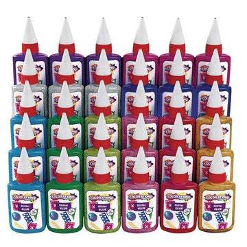 Colorations Non-Toxic Glitter Glue Goo, Classroom Pack of 30 bottles, 1.69 oz. ea, 10 Colors, Arts & Crafts, Kids, Slime, Easy S