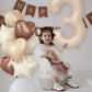 3Rd Birthday Balloons Beige, Large Apricot Tan Foil 3 Number Balloon Decor With Sand White Cream Nude Taupe Helium Heart Star Ba