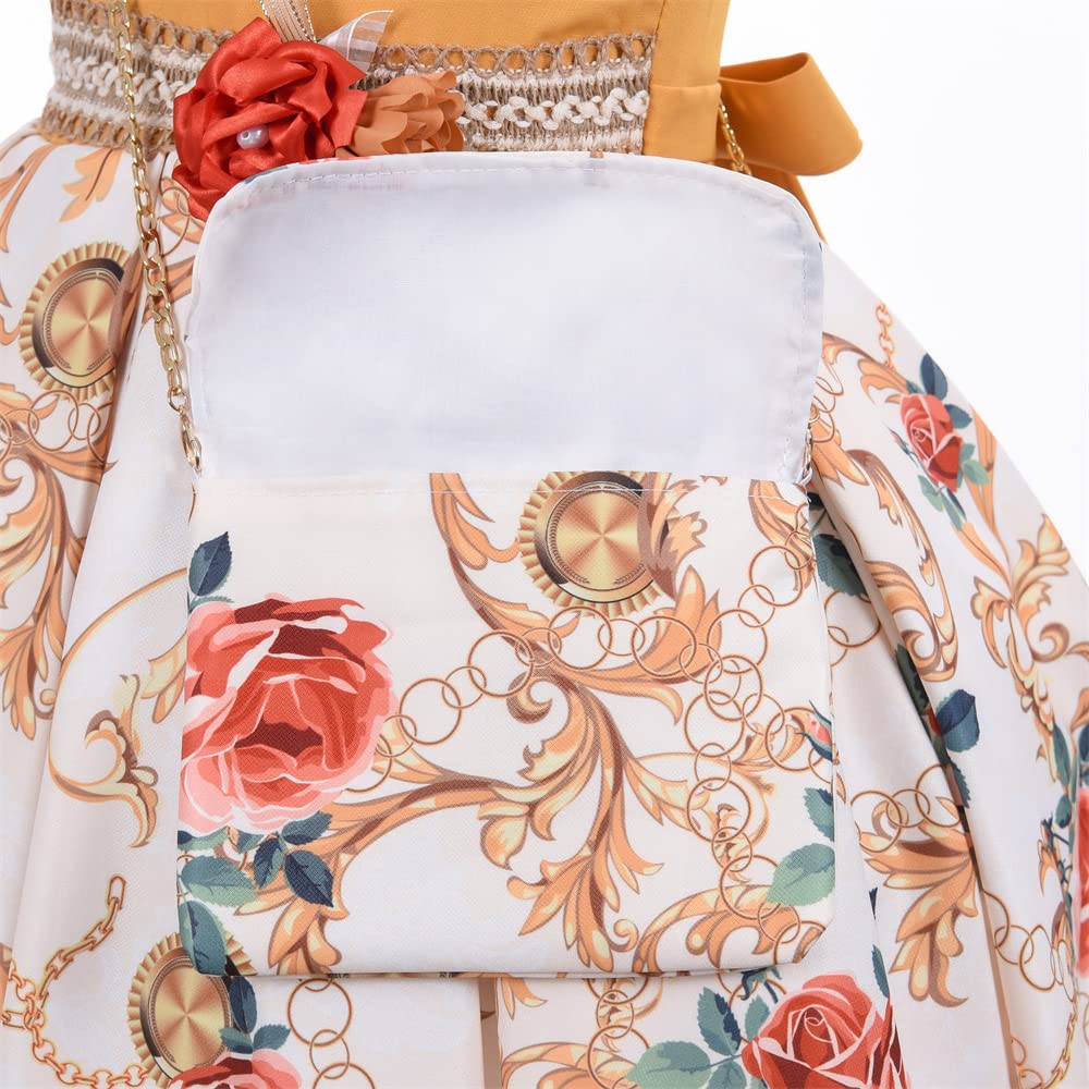 Cosplay Life Floral Dress for Girls and Young mature-themeds Fashion Flower Waistline Kids Party Festival Dress Ages 5-9 Years Old (White  9YRS)