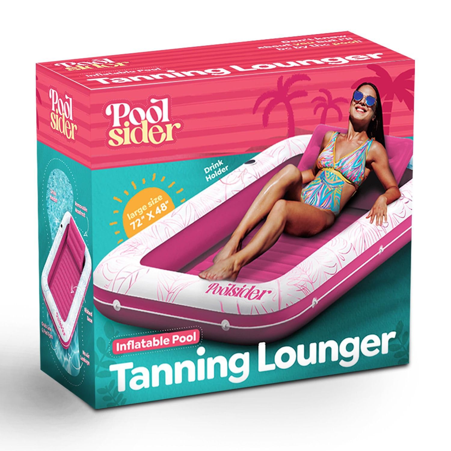 enhanced Inflatable Tanning Pool Lounger | Large Inflatable Tanning Bed for mature-themeds | Multipurpose Pool Floats | Inflatable Pool Float | Tanning Float - Pink
