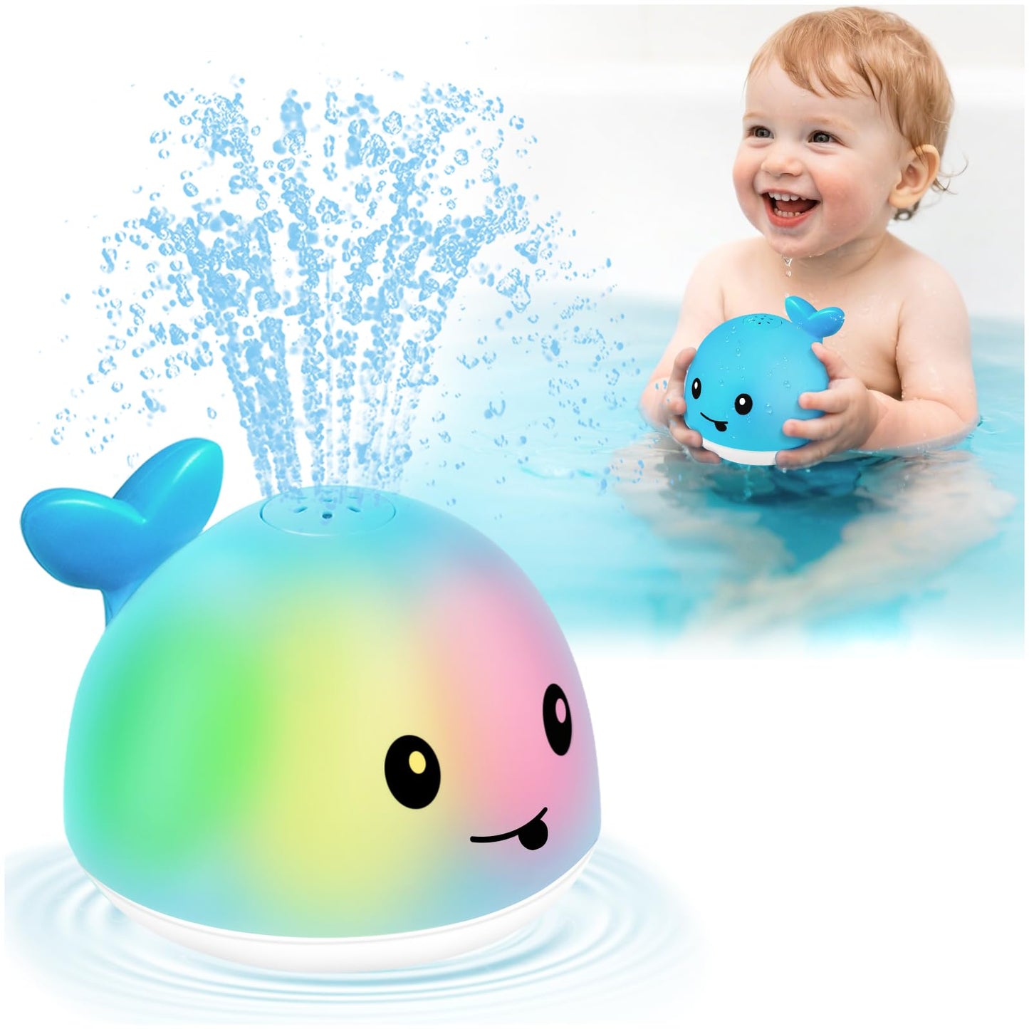 Gigilli Whale Bath Toy Sprinkler  Light Up Bath Toys for Kids Ages 1-3 Infant Baby Toys  Christmas Stocking Stuffers 1 2 3 Year Old  6-12-18 Months Toddler Bathtub Toys Boys Girls Gifts Birthday Gifts