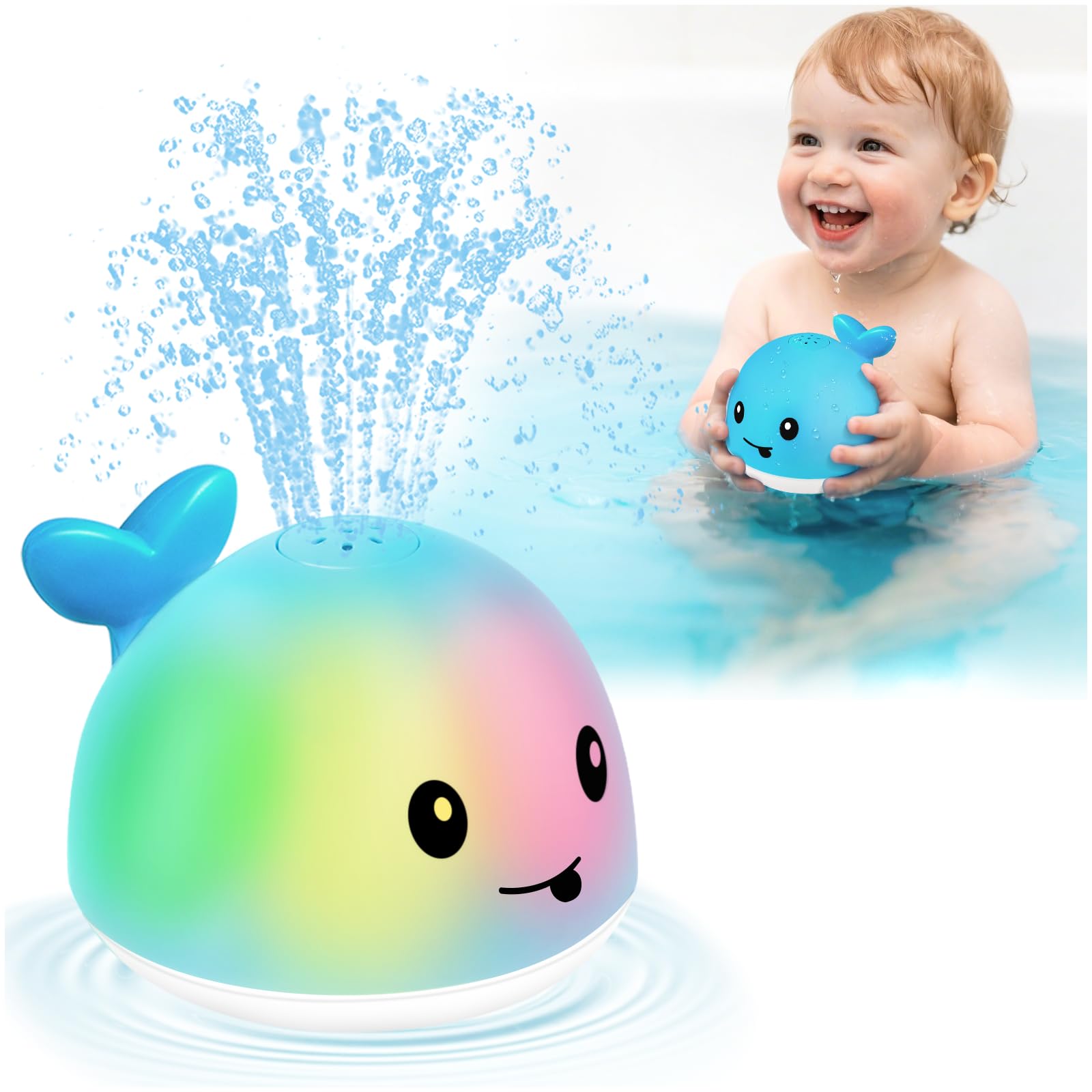 Gigilli Whale Bath Toy Sprinkler  Light Up Bath Toys for Kids Ages 1-3 Infant Baby Toys  Christmas Stocking Stuffers 1 2 3 Year Old  6-12-18 Months Toddler Bathtub Toys Boys Girls Gifts Birthday Gifts