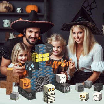 amdohai Magnetic Blocks Halloween Toys for Kids Spooky Town Building Set Halloween Cemetery Party Gift Boys 3+