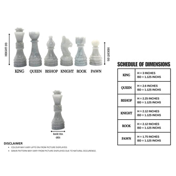Handcrafted enhanced Marble Chess Pieces Set - Elegant 32-Piece Replacement for 12-15 Inch Chess Boards Storage Box (Grey and White)