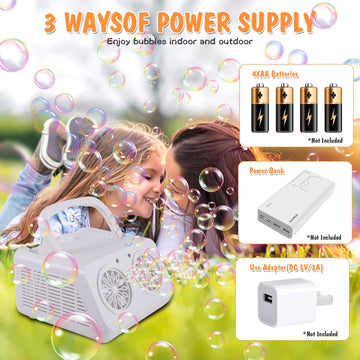 Bubble Machine, Automatic Bubble Machine For Kids 20000+ Bubbles Per Minutes, Portable Bubble Machine Battery Operated With 2 Fa