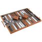 Buweeo Backgammon Set, 15 Inch Portable Board Game With Pu Leather Case For Adults, Brown Backgammon Travel Set