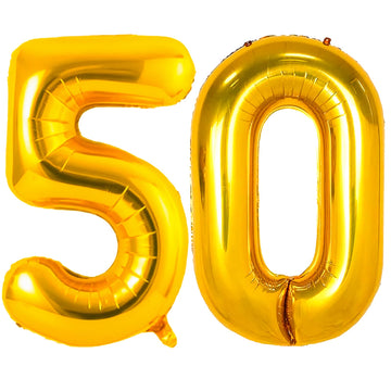 CZBZYMYYY 42" Gold 50 Balloon - Foil Mylar 50th Birthday Decoration, Anniversary Party Supplies