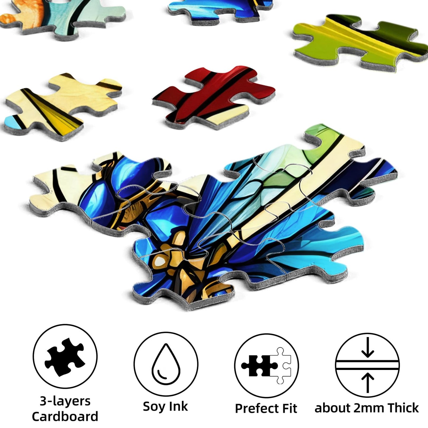 Sutinban Stained Glass Dragonfly 500 Piece Puzzles for mature-themed  Colorful Flower Jigsaw Puzzle 500 Pieces  Impossible Challenging mature-themed Puzzles for Happy Family Time  Great Gift for Puzzle Lovers