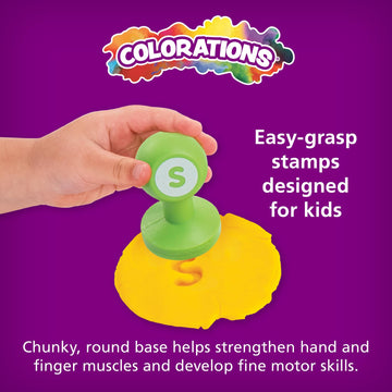 Colorations Alphabet Dough Stampers Set, Lowercase Letters, 26 Letter Stamps for Toddlers & Preschool Kids, Learn ABC & Spelling